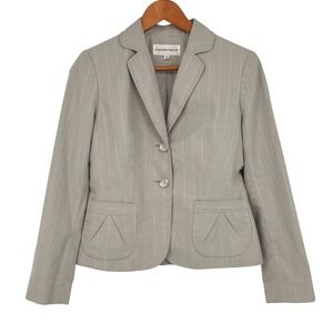 Jones New York Suit‎ Women's Blazer Pants Set Size 8 Grey Pinstripe Y2K Office